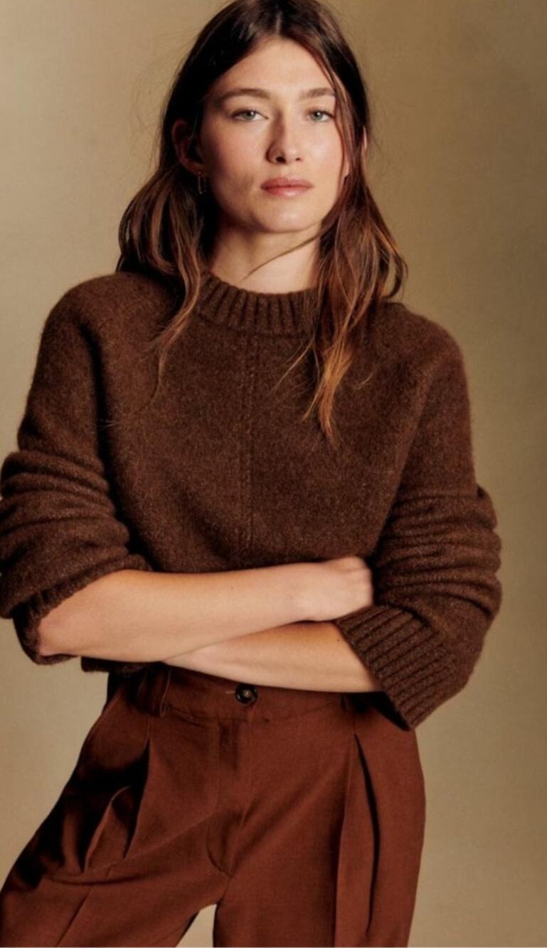Sézane Sama Jumper Sweater in Chestnut (Chocolate Brown) Size Small